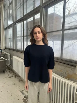 Arabella strikket t-shirt - Navy