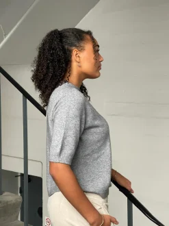 Arabella strikket t-shirt - Grå