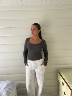 Ariella square neck bluse - Mørkegrøn