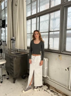 Ariella square neck bluse - Mørkegrøn