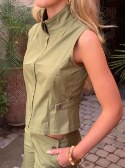 Armina vest med detaljer - Grøn