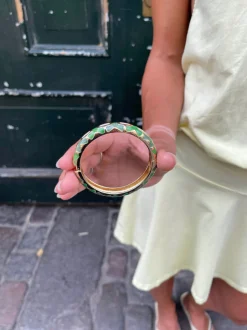 Arna armbånd med mønster - Grøn/guld