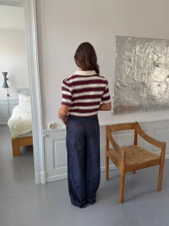 Astrid jeans med detaljer - Navy/rød