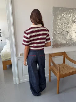 Astrid jeans med detaljer - Navy/rød
