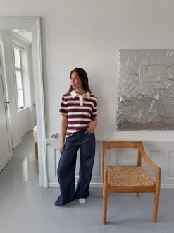 Astrid jeans med detaljer - Navy/rød