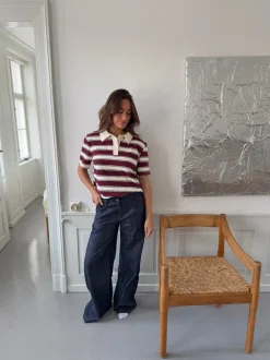 Astrid jeans med detaljer - Navy/rød