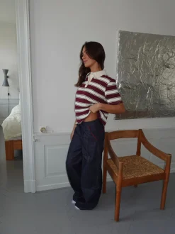 Astrid jeans med detaljer - Navy/rød
