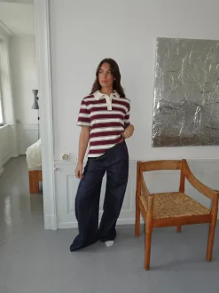 Astrid jeans med detaljer - Navy/rød