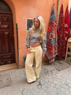 Audrena lavtaljede jeans - Gul