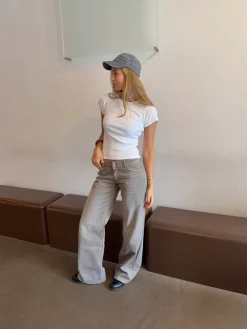 Audrena lavtaljede jeans - Sage grøn