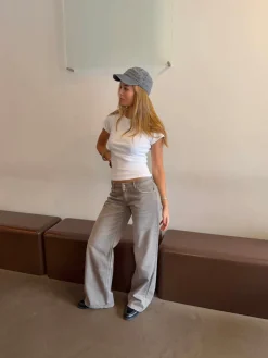 Audrena lavtaljede jeans - Sage grøn