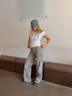 Audrena lavtaljede jeans - Sage grøn
