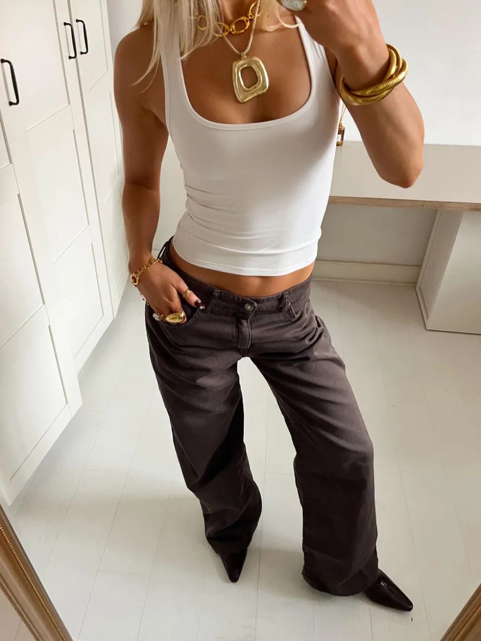 Audrey jeans - Mørkebrun
