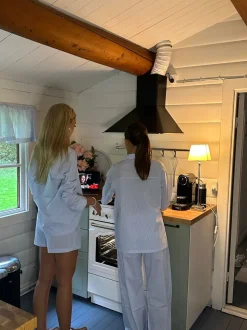 Avana pyjamasskjorte med striber - Blå/hvid