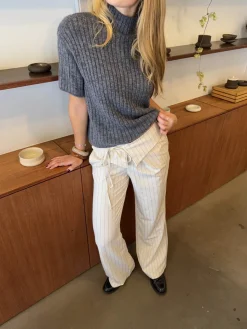 Avelina bukser med bindebælte - Off white
