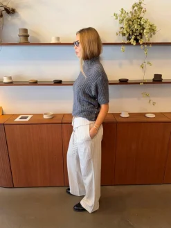 Avelina bukser med bindebælte - Off white