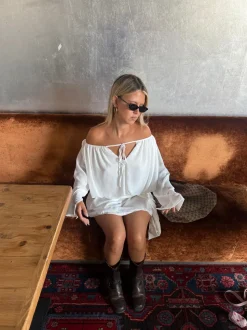 Aveline off shoulder kjole - Hvid