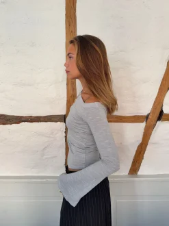 Aven one shoulder bluse - Lysegrå