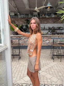 Axelle top med blomster - Orange/multifarvet