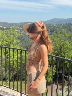 Axelle top med blomster - Orange/multifarvet