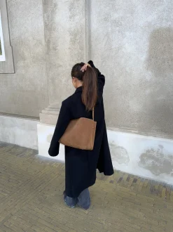 Barcelona skuldertaske i ruskind - Brun
