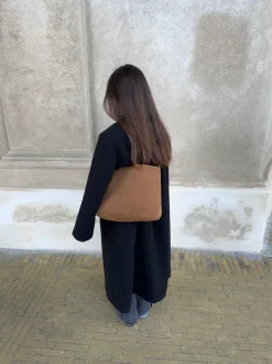 Barcelona skuldertaske i ruskind - Brun