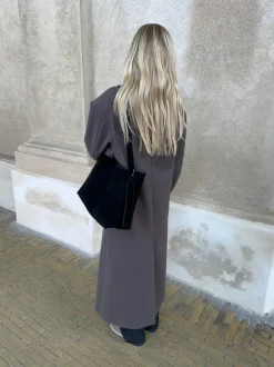 Barcelona skuldertaske i ruskind - Sort