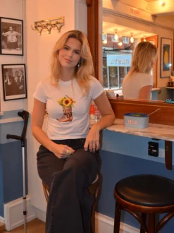 Be my sunflower baby tee - Hvid