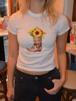 Be my sunflower baby tee - Hvid