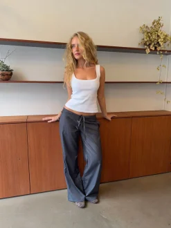 Beate tanktop i rib - Hvid