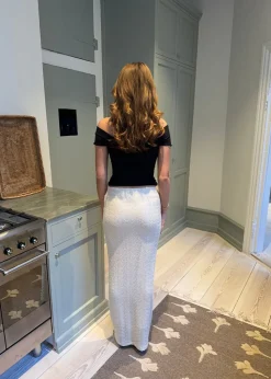 Bella maxinederdel med pallietter - Off white