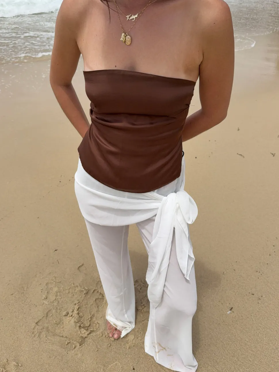 Belle satintop - Brun