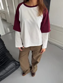 Blaine t-shirt med lange ærmer - Rød/hvid