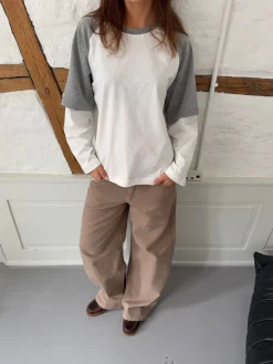 Blaine t-shirt med lange ærmer - Grå/hvid