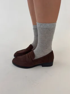 Blova loafers i imiteret læder - Brun