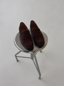 Blova loafers i imiteret læder - Brun