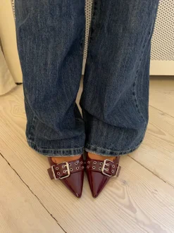 Bobla mules med spænde - Bordeaux