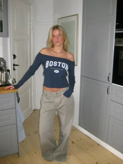 Boston off-shoulder bluse - Blå