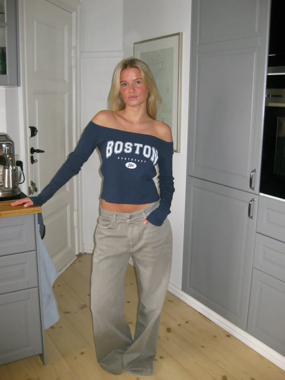 Boston off-shoulder bluse - Blå