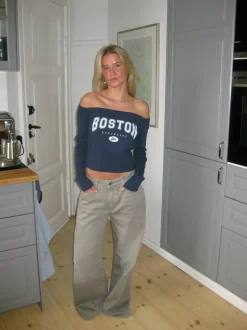 Boston off-shoulder bluse - Blå
