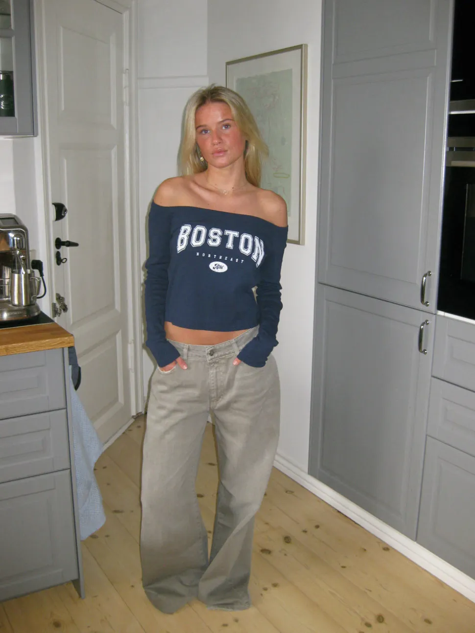 Boston off-shoulder bluse - Blå