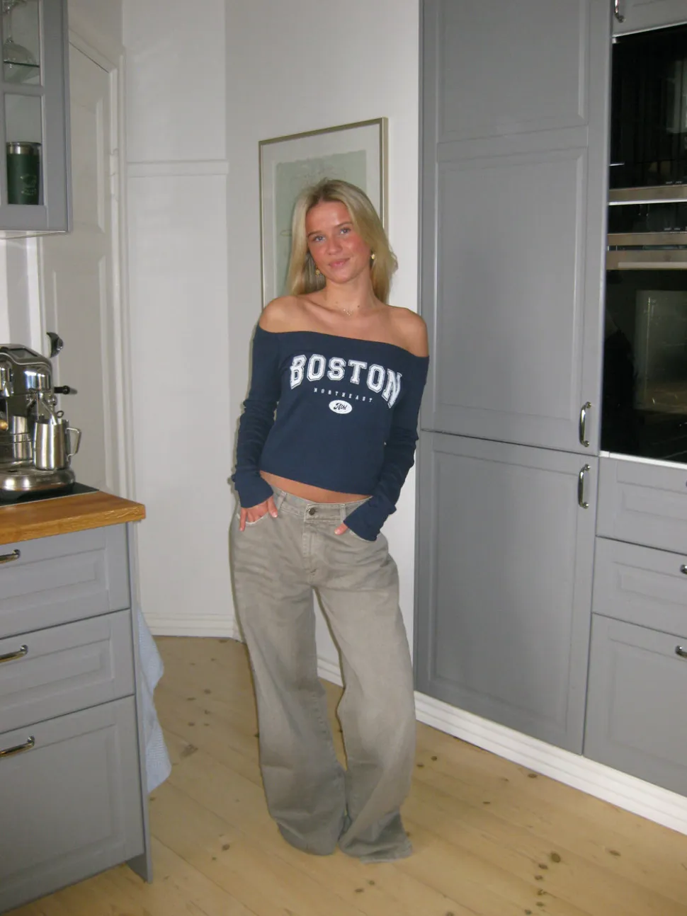 Boston off-shoulder bluse - Blå