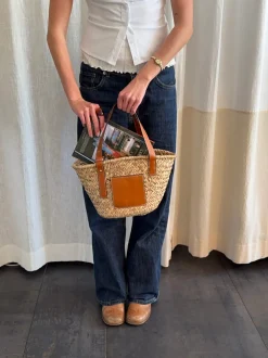 Botalia strandtaske i flet - Beige