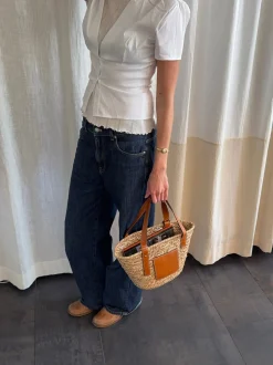 Botalia strandtaske i flet - Beige