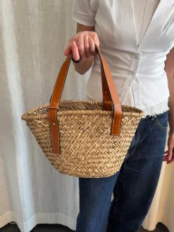 Botalia strandtaske i flet - Beige