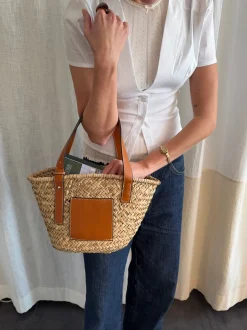 Botalia strandtaske i flet - Beige