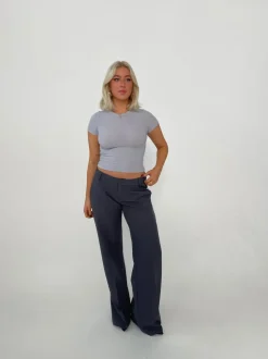 Britney lavtaljede suit bukser - grå