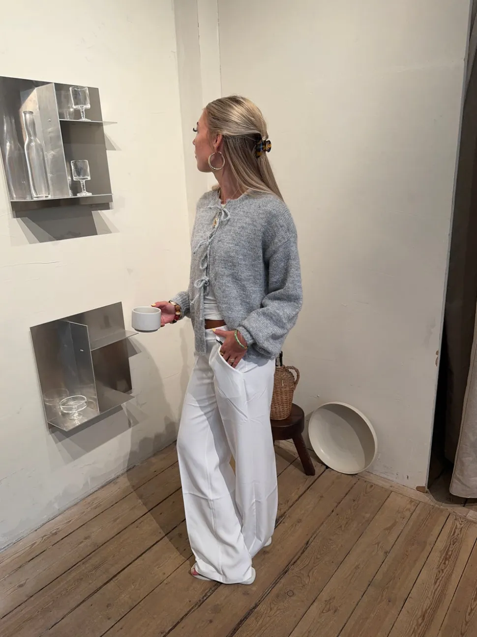 Britney lavtaljede suit bukser - Hvid