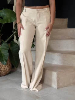 Britney lavtaljede suit bukser - Beige
