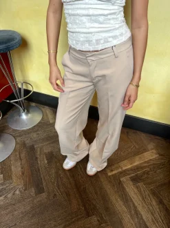 Britney lavtaljede suit bukser - Beige